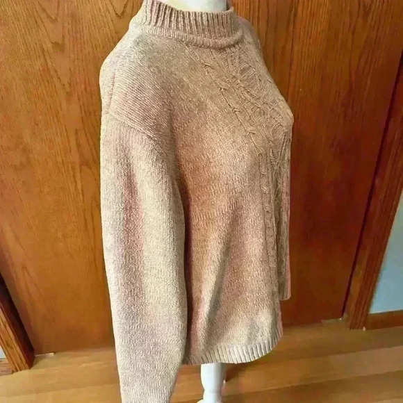 Alfred Dunner Women's Long Sleeve Knit Pullover Sweater Mock Neck Pale Pink SzL - Picture 5 of 13